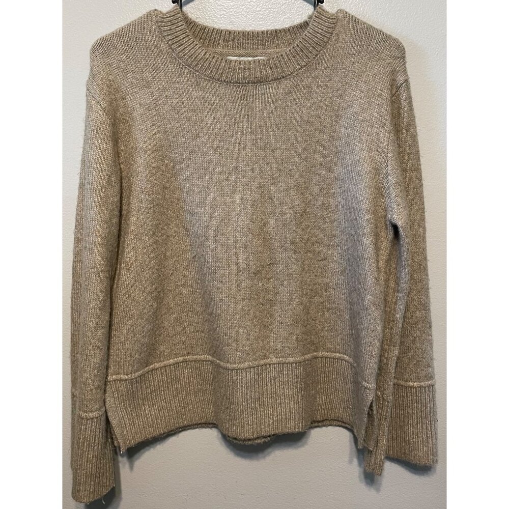 Cozy Rachel Zoe Neutral Knit Sweater | Chunky Ribbed Hem | Size S